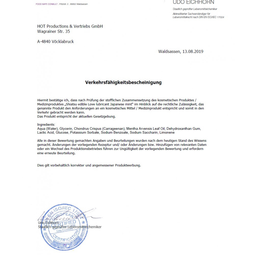 Разное - Съедобный лубрикант SHIATSU Love Японская Мята, 75 мл 2