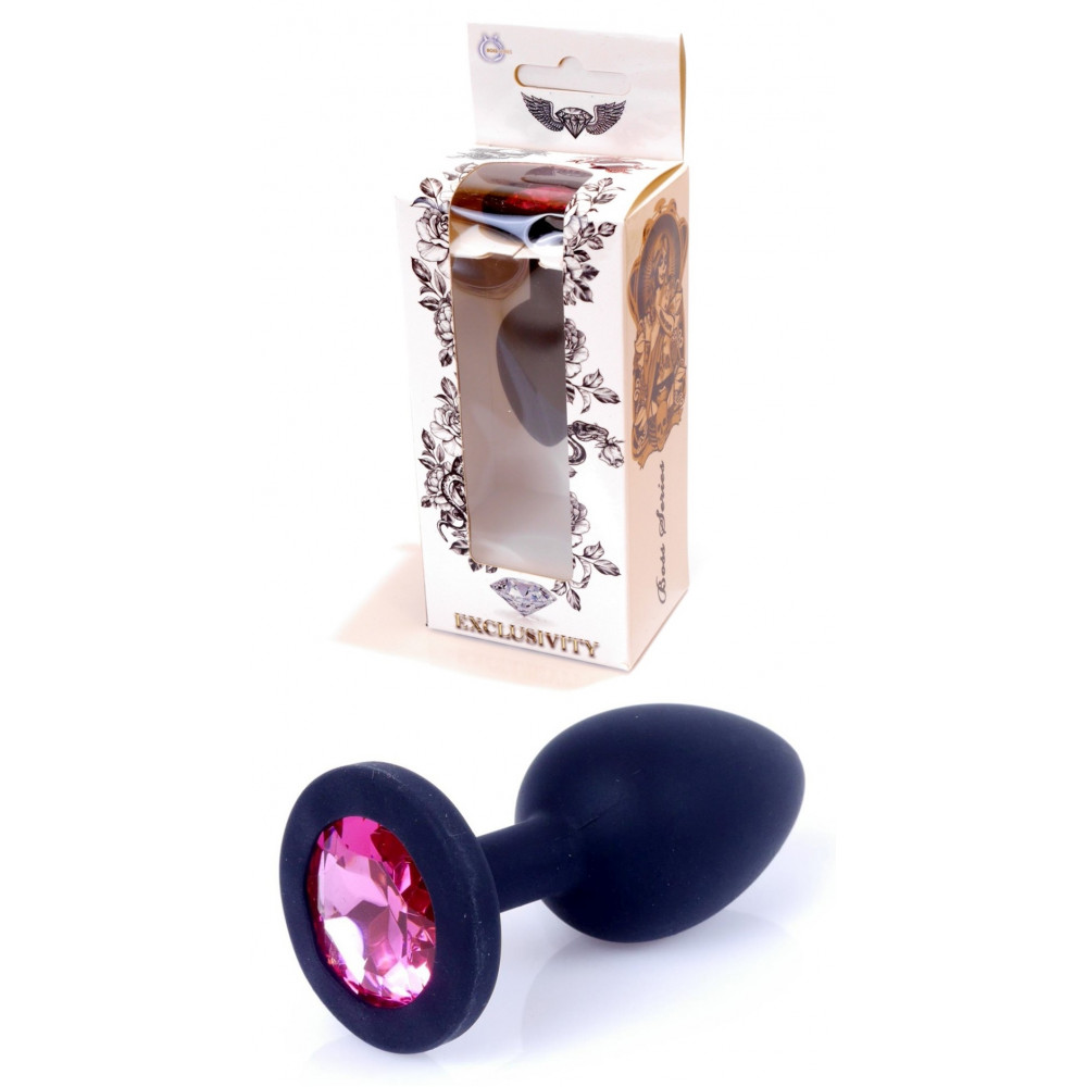 Анальные игрушки - Силиконовая анальная пробка Boss Series - Jewellery Black Silicon PLUG Small Pink S, BS6400083