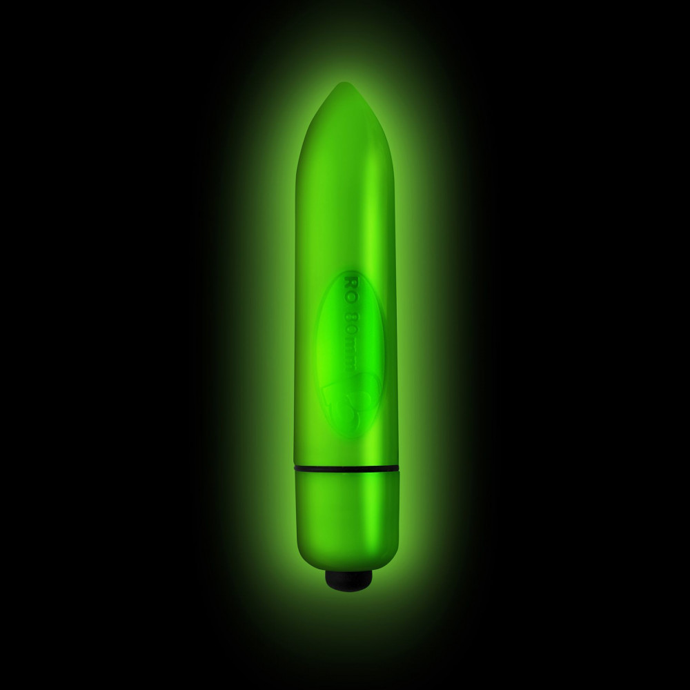 Клиторальный вибратор - Вибропуля Rocks Off Neon - Halo, светится в темноте, 7 режимов работы, на батарейке 4