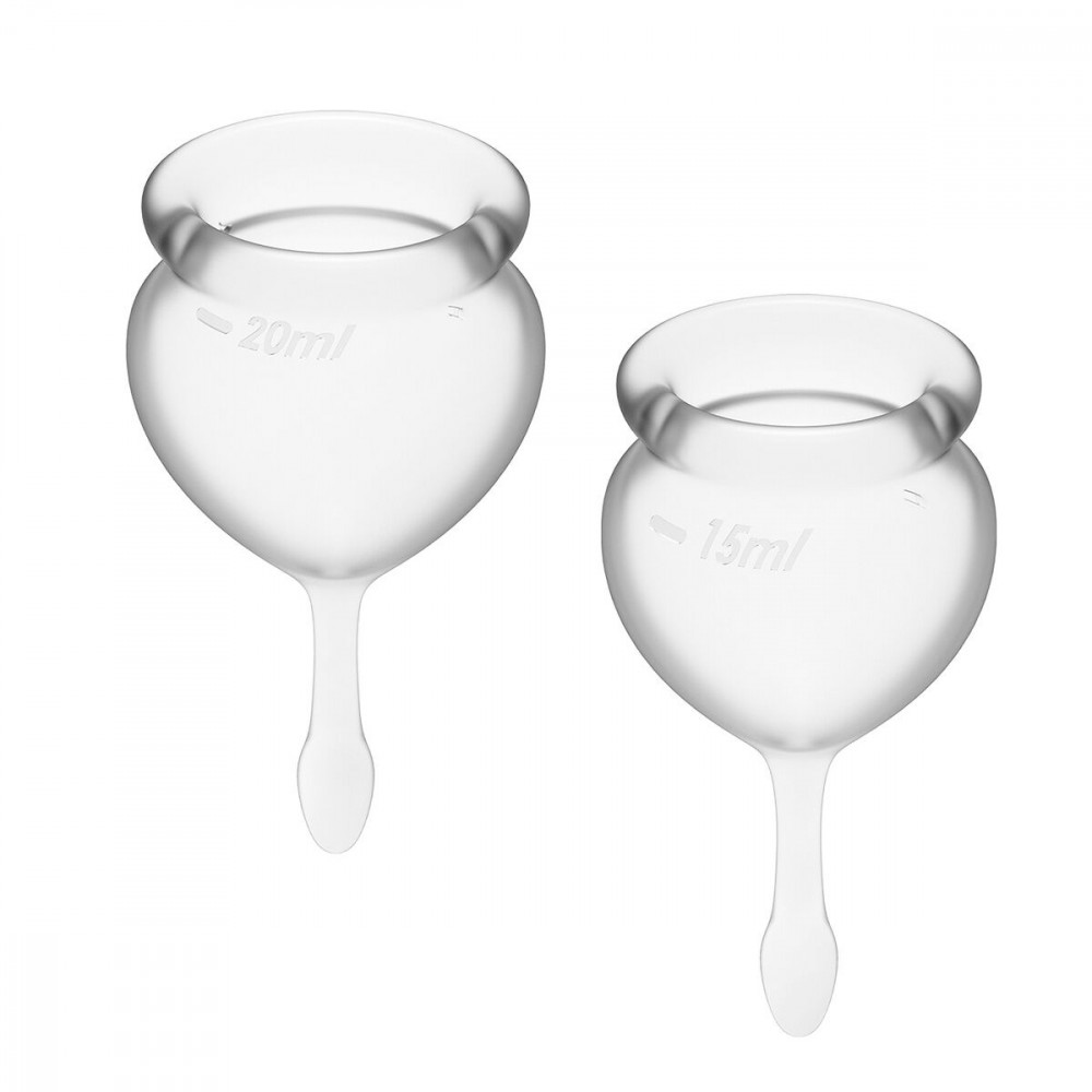 Менструальні чаші - Набір менструальних чаш Satisfyer Feel Good (Transparent), 15мл і 20мл, мішечок для зберігання