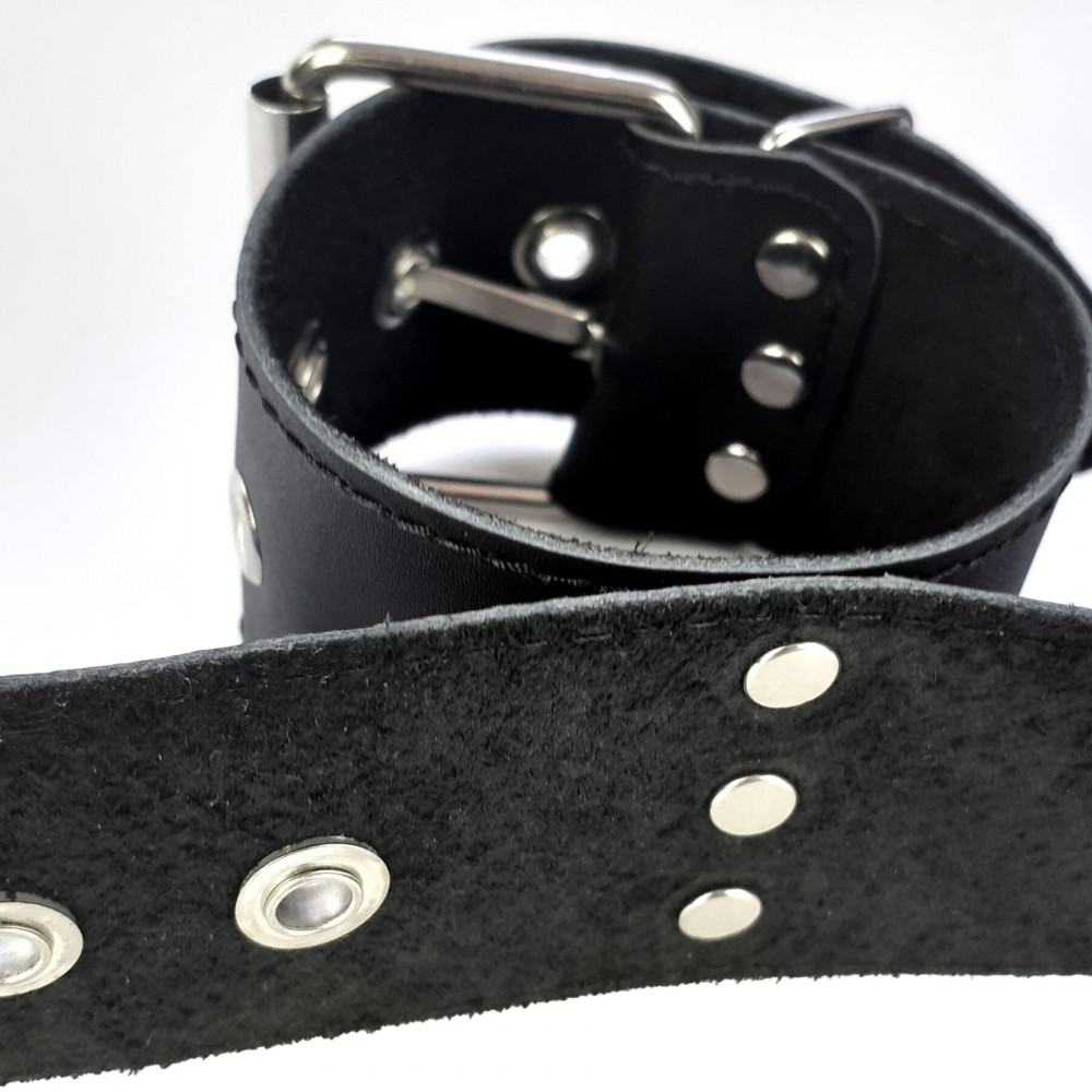 Ошейники, поводки - Ошейник с наручниками из натуральной кожи Art of Sex - Bondage Collar with Handcuffs 1