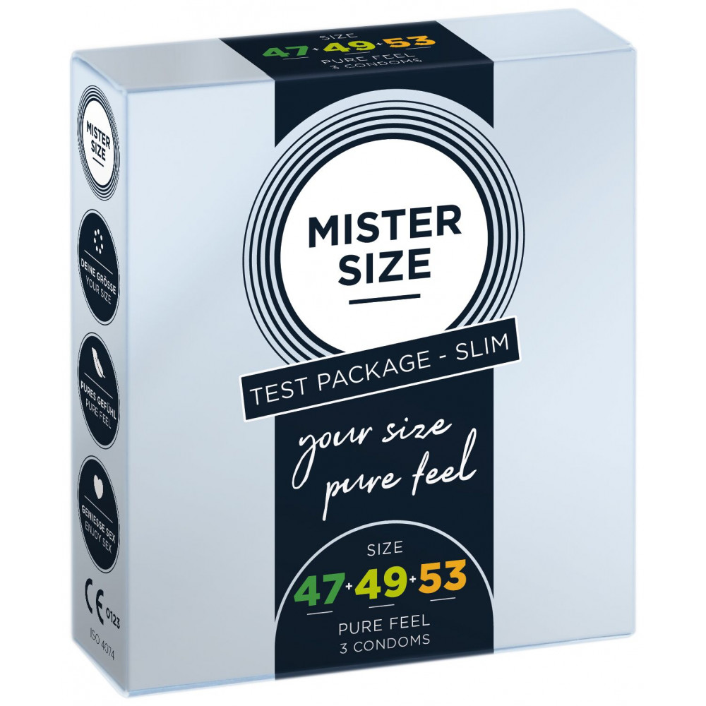Презервативы - Набор презервативов Mister Size - pure feel - 47–49–53 (3 condoms), 3 размера, толщина 0,05 мм