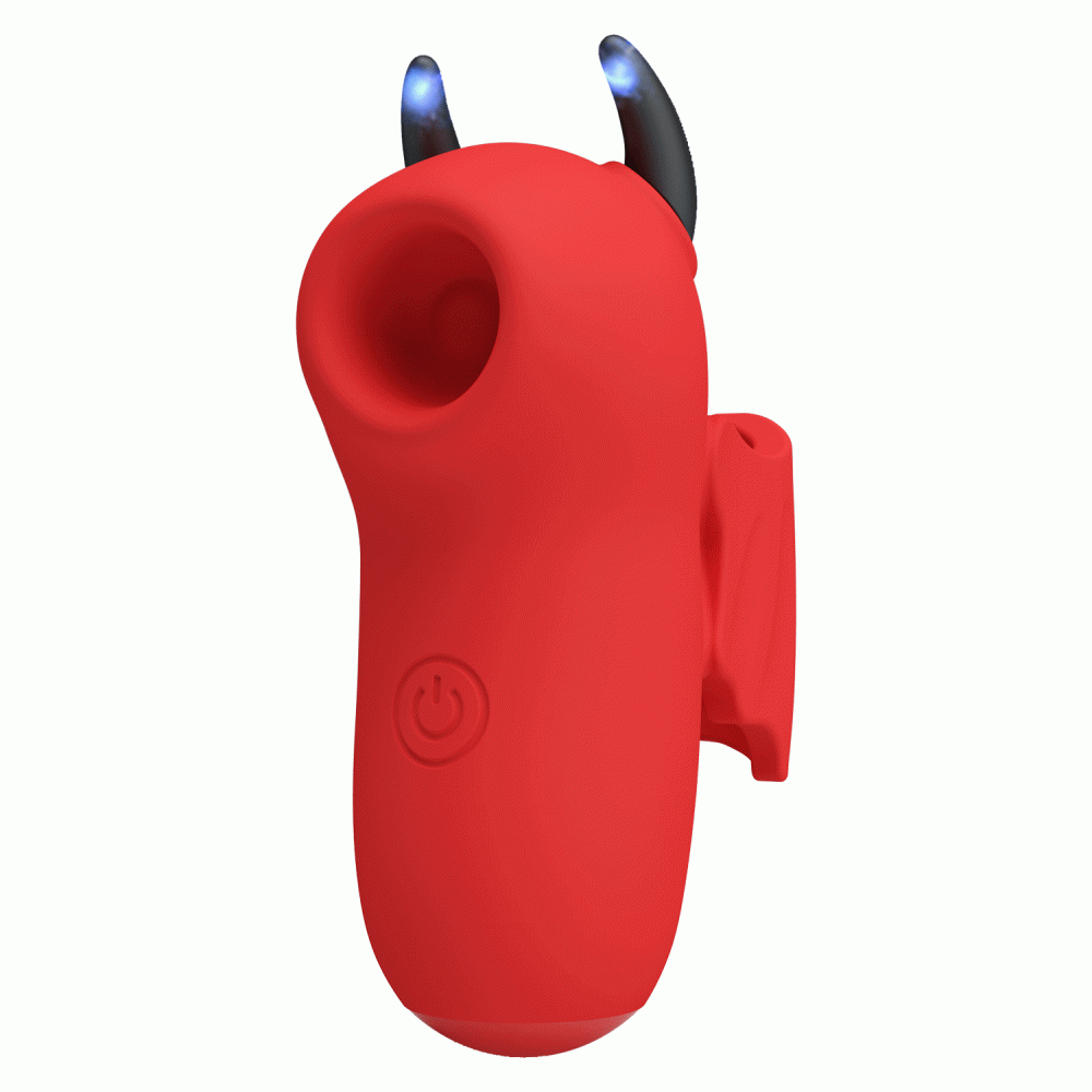 Вакуумный вибратор - Стимулятор для клитора Pretty Love Magic Devil с сосанием и электростимуляцией, красный, 6.9 см 1