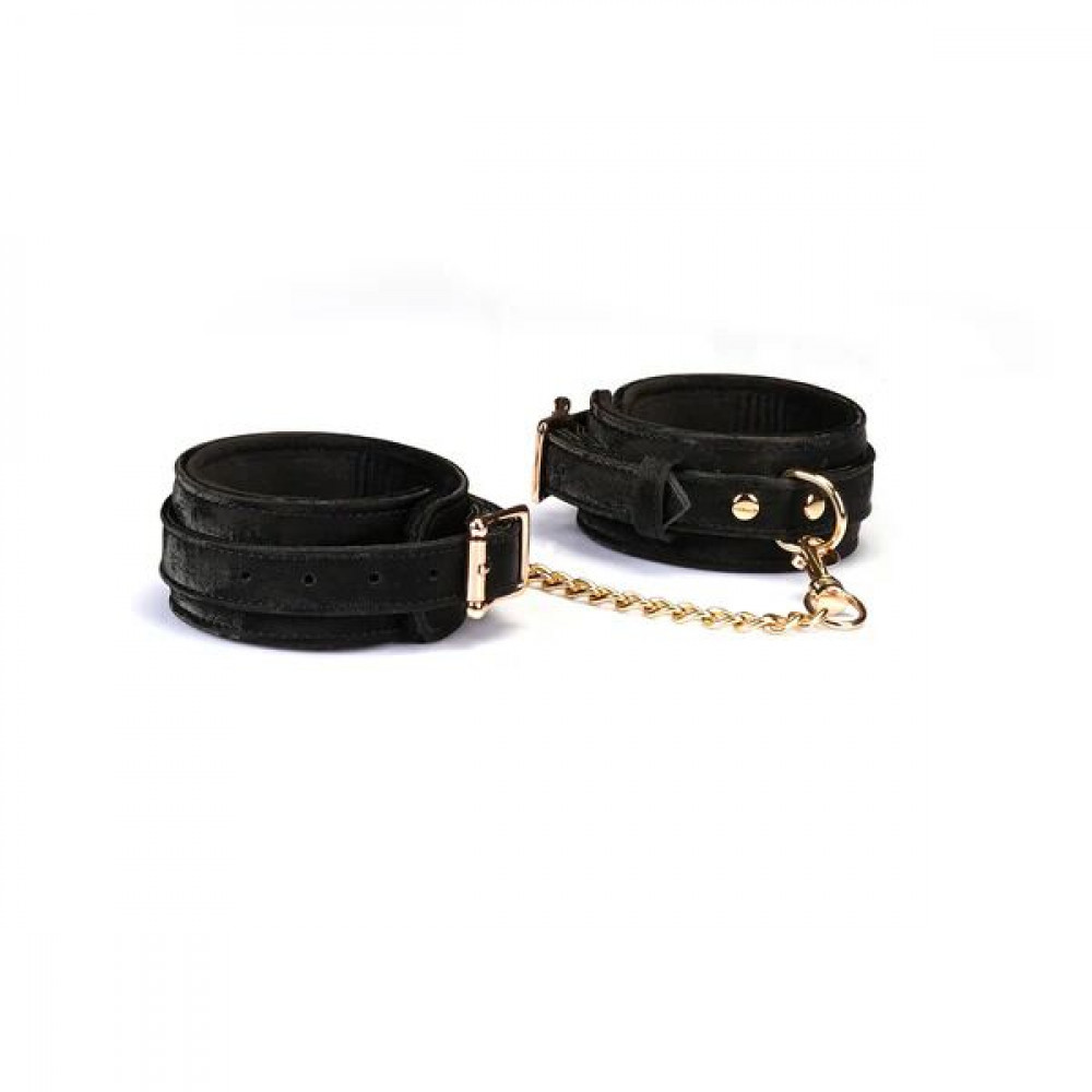 Наручники и ограничения - Поножи Liebe Seele Boudoir Amor Ankle Cuffs Black, съемная соединительная цепочка 2