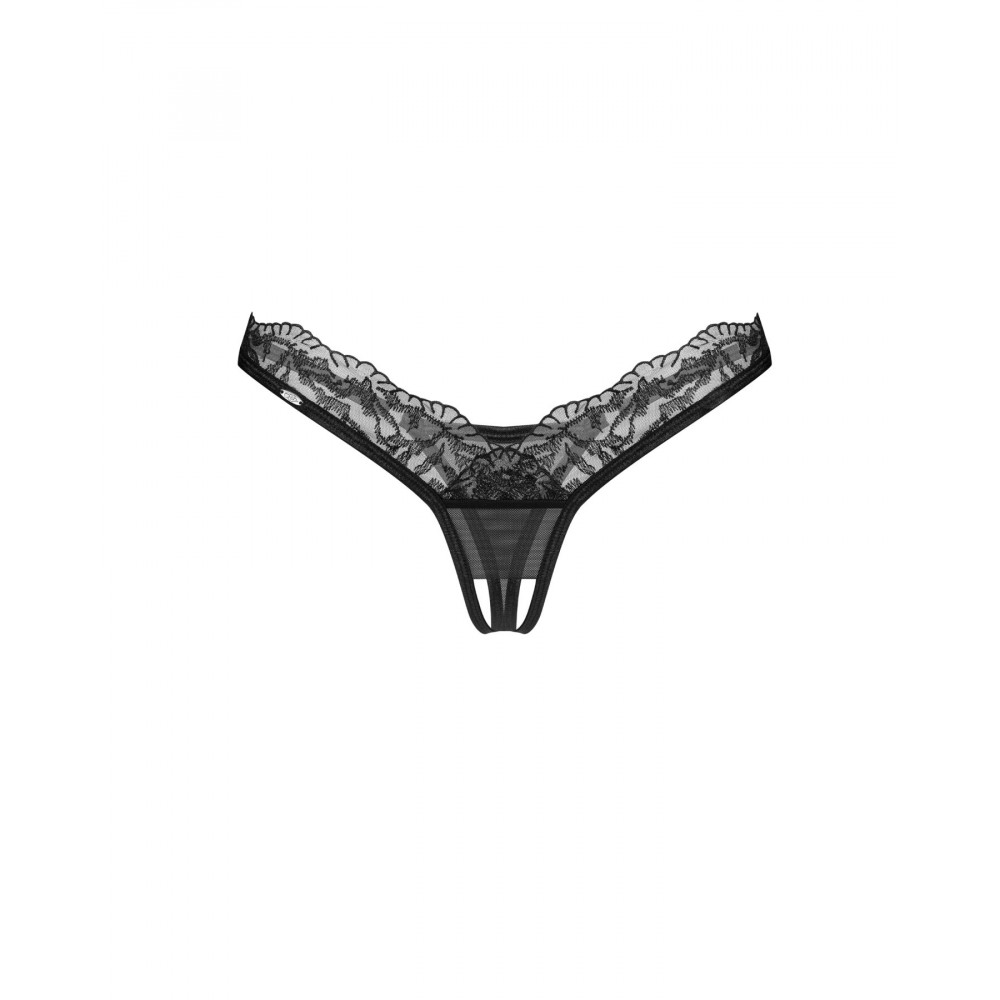 Женское эротическое белье - Трусики Obsessive Arrowel Black crotchless thong 2XL/3XL 3
