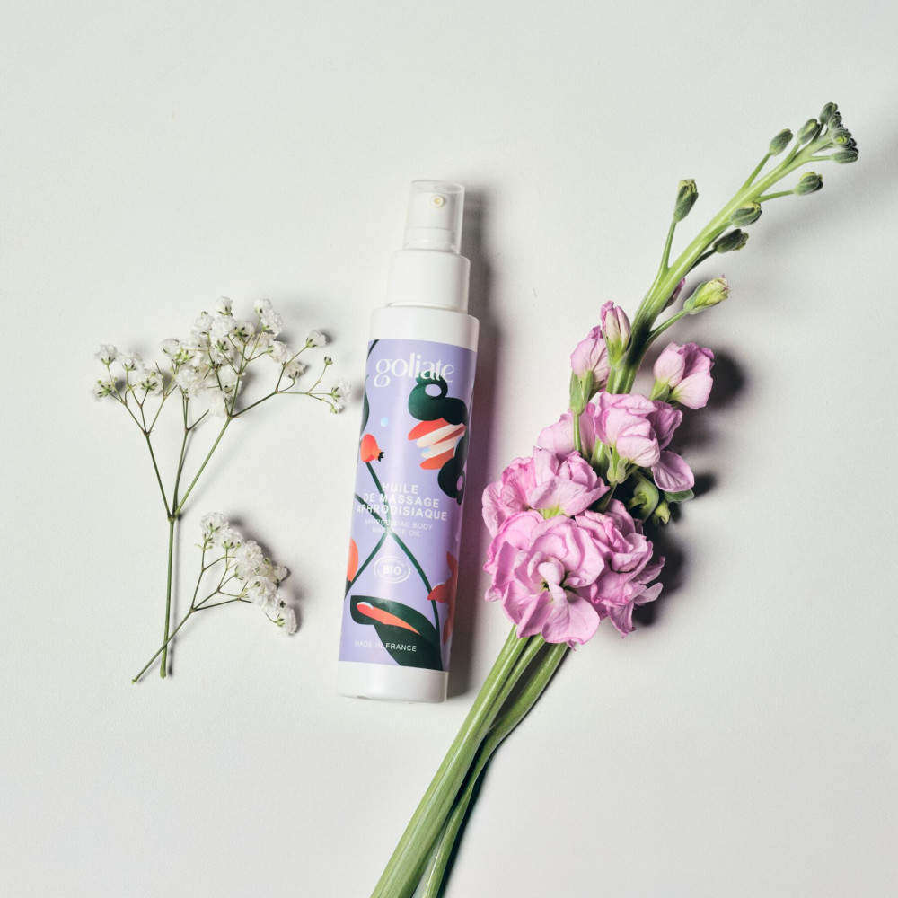Для масажу - Масажна олія Goliate Huile De Massage Aphrodisiaque 100 мл, органічна, зігрівальний ефект 7