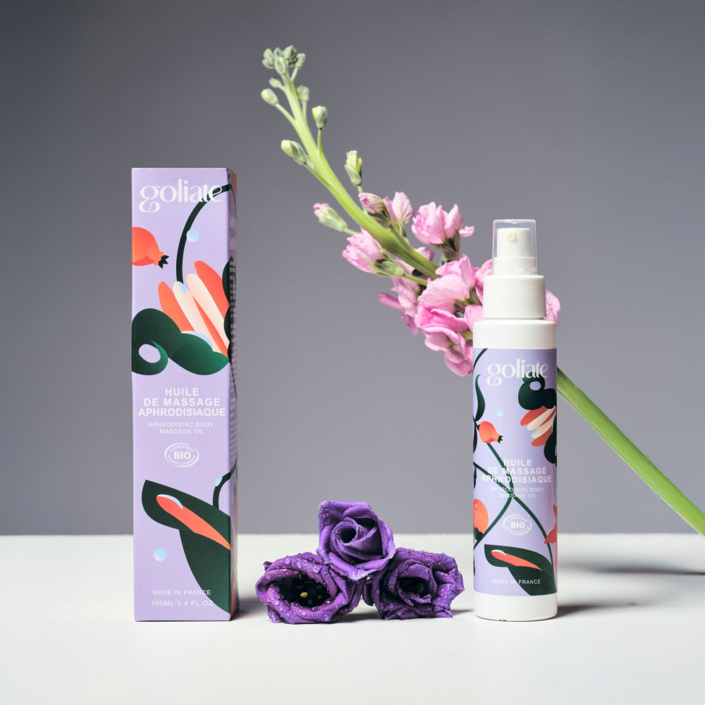 Для масажу - Масажна олія Goliate Huile De Massage Aphrodisiaque 100 мл, органічна, зігрівальний ефект 6