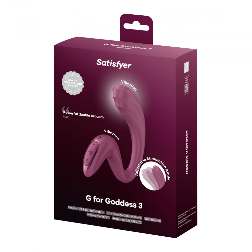 Вибратор-кролик - Вагинально-клиторальный вибратор Satisfyer G for Goddess 3 Wine Red, 2 мотора 5
