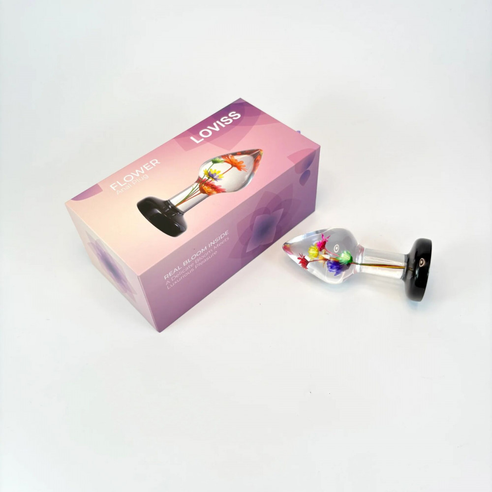 Анальные игрушки без вибрации - Роскошная анальная пробка Loviss Helichrysum Anal Plug с настоящим бессмертником внутри 9