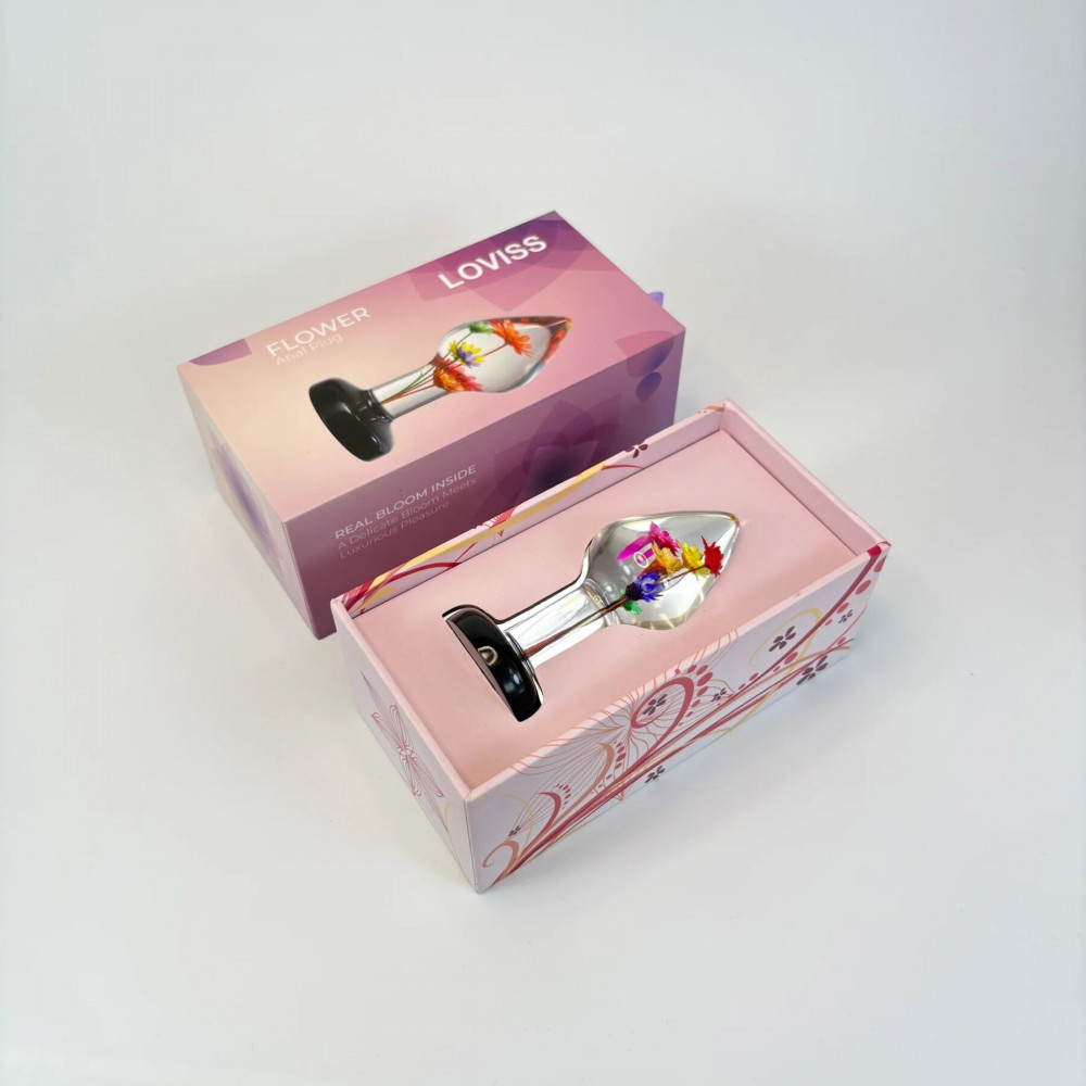 Анальные игрушки без вибрации - Роскошная анальная пробка Loviss Helichrysum Anal Plug с настоящим бессмертником внутри 11