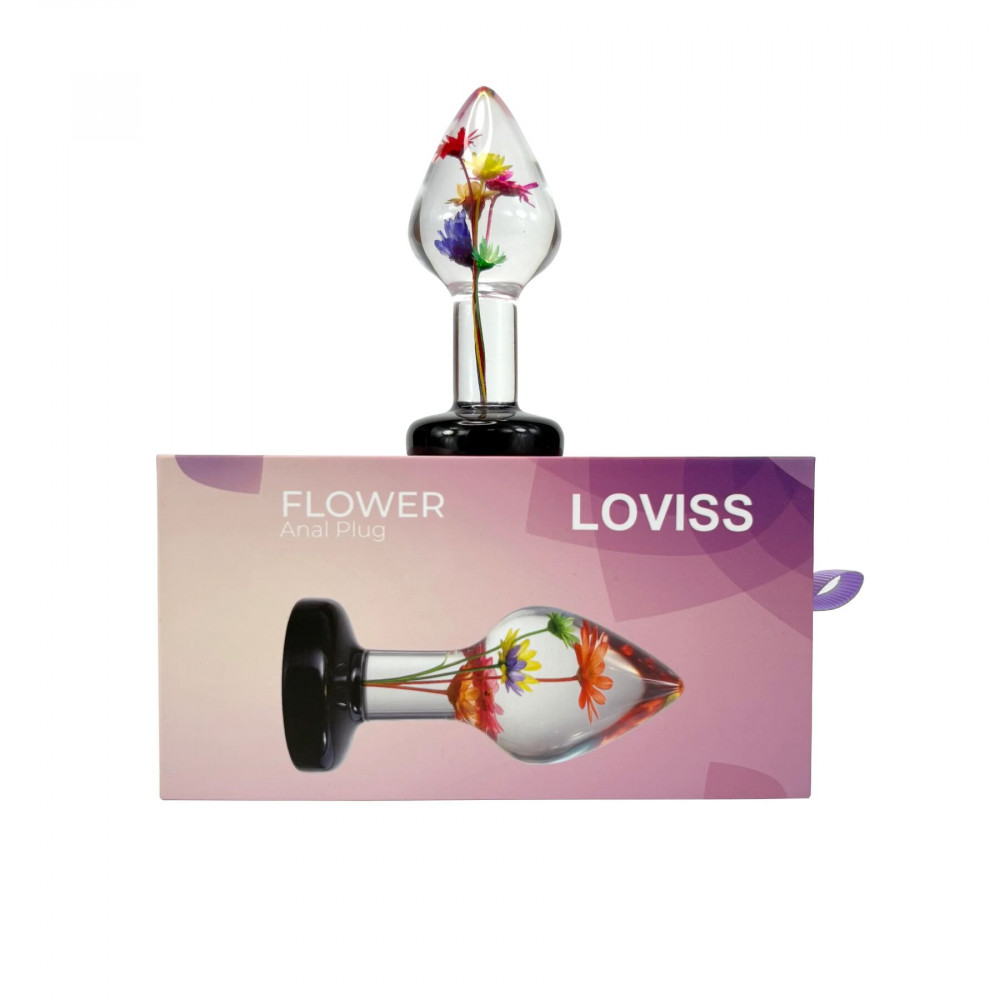 Анальные игрушки без вибрации - Роскошная анальная пробка Loviss Helichrysum Anal Plug с настоящим бессмертником внутри 1