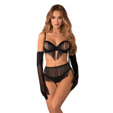 Комплект Obsessive Rossay Black 4-pcs crotchless set L/XL