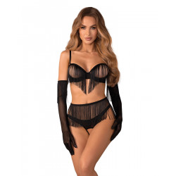 Комплект Obsessive Rossay Black 4-pcs crotchless set L/XL