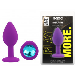 Силиконовая анальная пробка EGZO - Silicone Purple Round Plug Aqua, size S