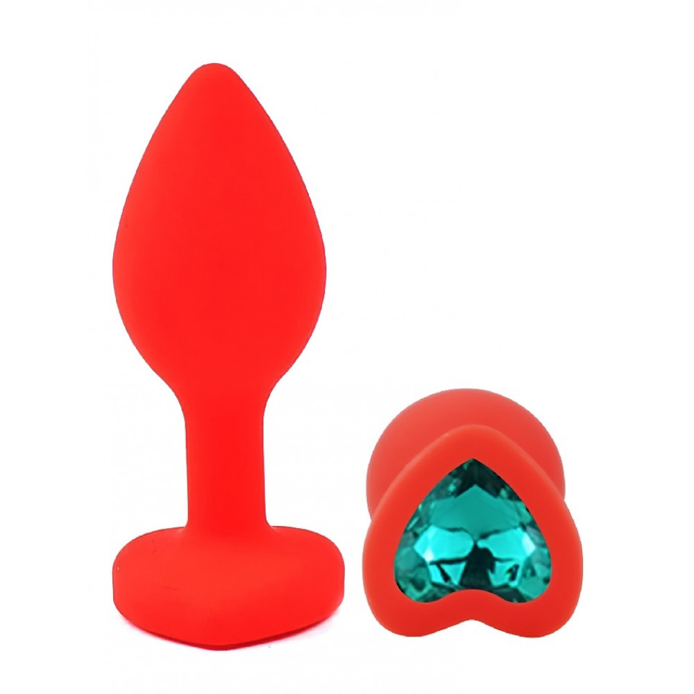 Анальные игрушки без вибрации - Силиконовая анальная пробка EGZO - Silicone Red Heart Plug Marine, size S 3