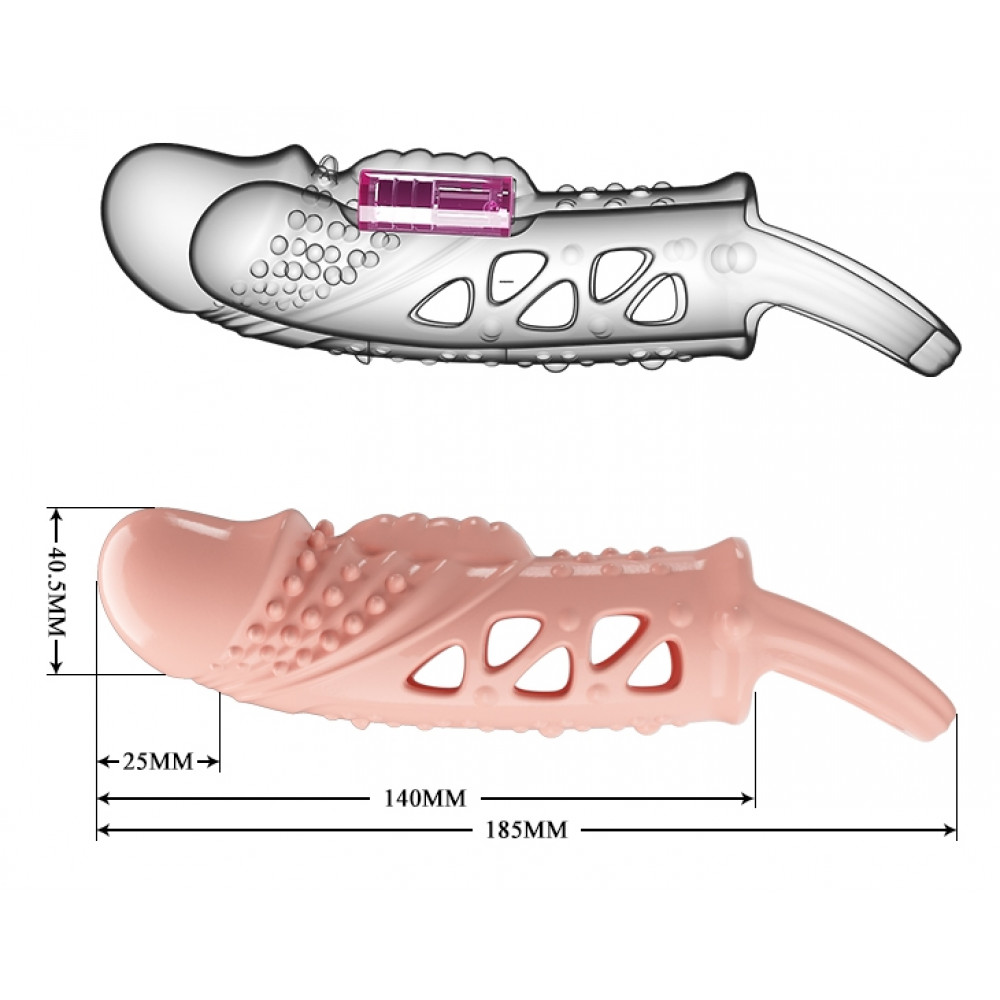  - Удлиняющая насадка с вибростимуляцией ( на 2,5 см ) PRETTY LOVE - PENIS SLEEVE Cecelia, BI-026242 8
