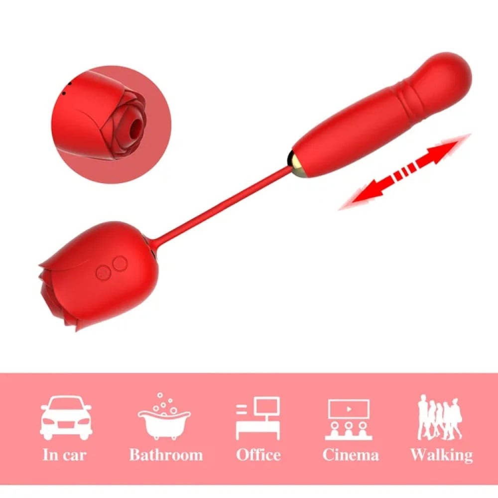 Різне - Вакуумний стимулятор у вигляді троянди Every Night Toys з пульсацією, червоний 12