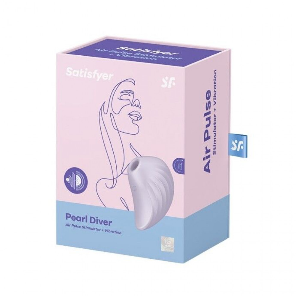 Вибраторы вакуумные - Вакуумный клиторальный стимулятор с вибрацией Satisfyer Pearl Diver Violet 1