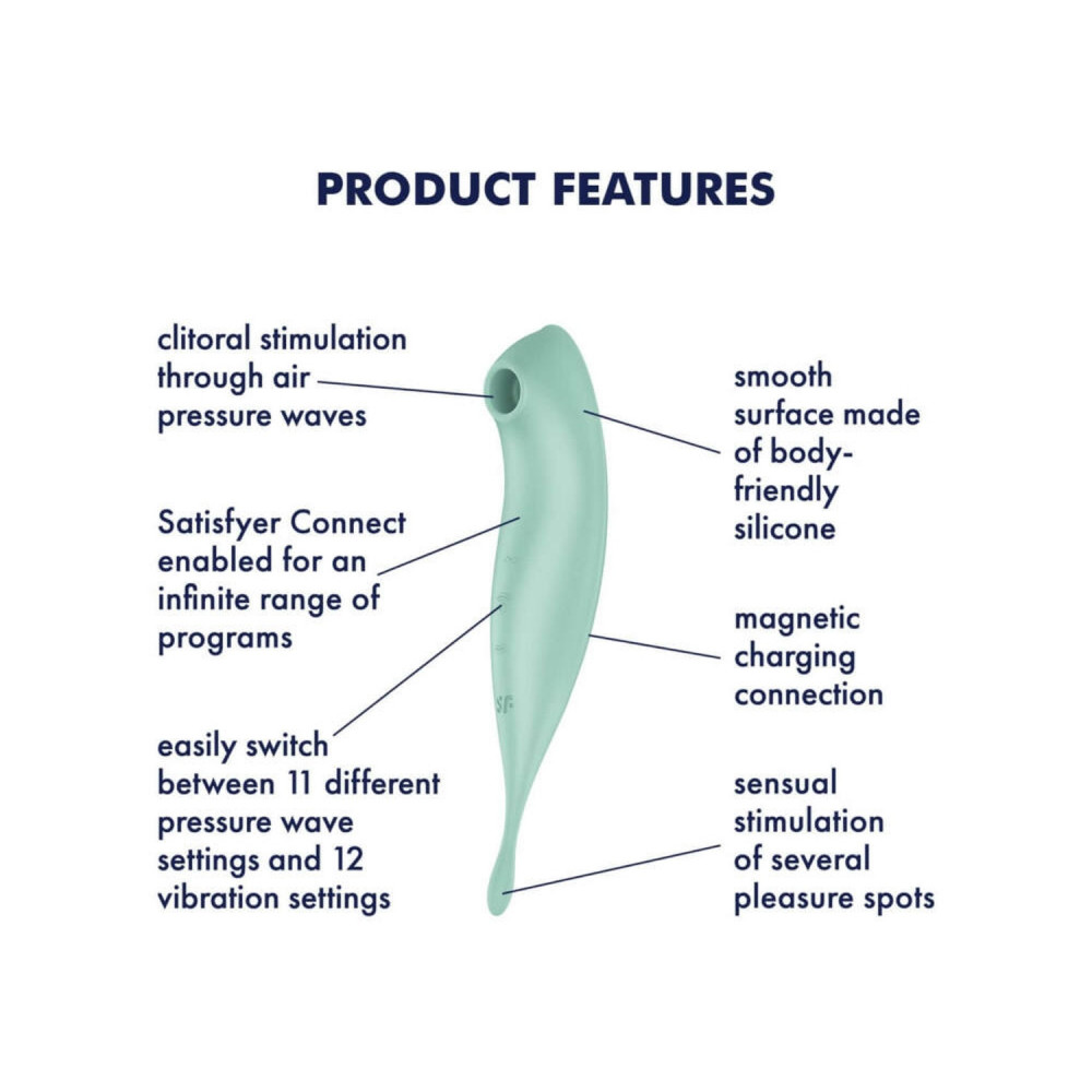 Разное - Вибратор с волновой стимуляцией Satisfyer Twirling Pro с приложением, мятный 3