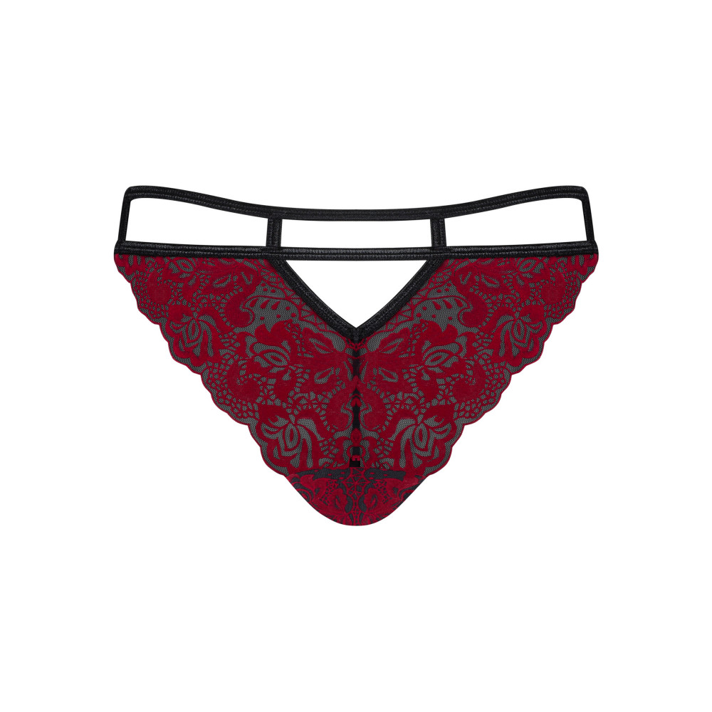 Эротическое белье - Трусики Obsessive Sugestina Bordeaux-Black L/XL 1