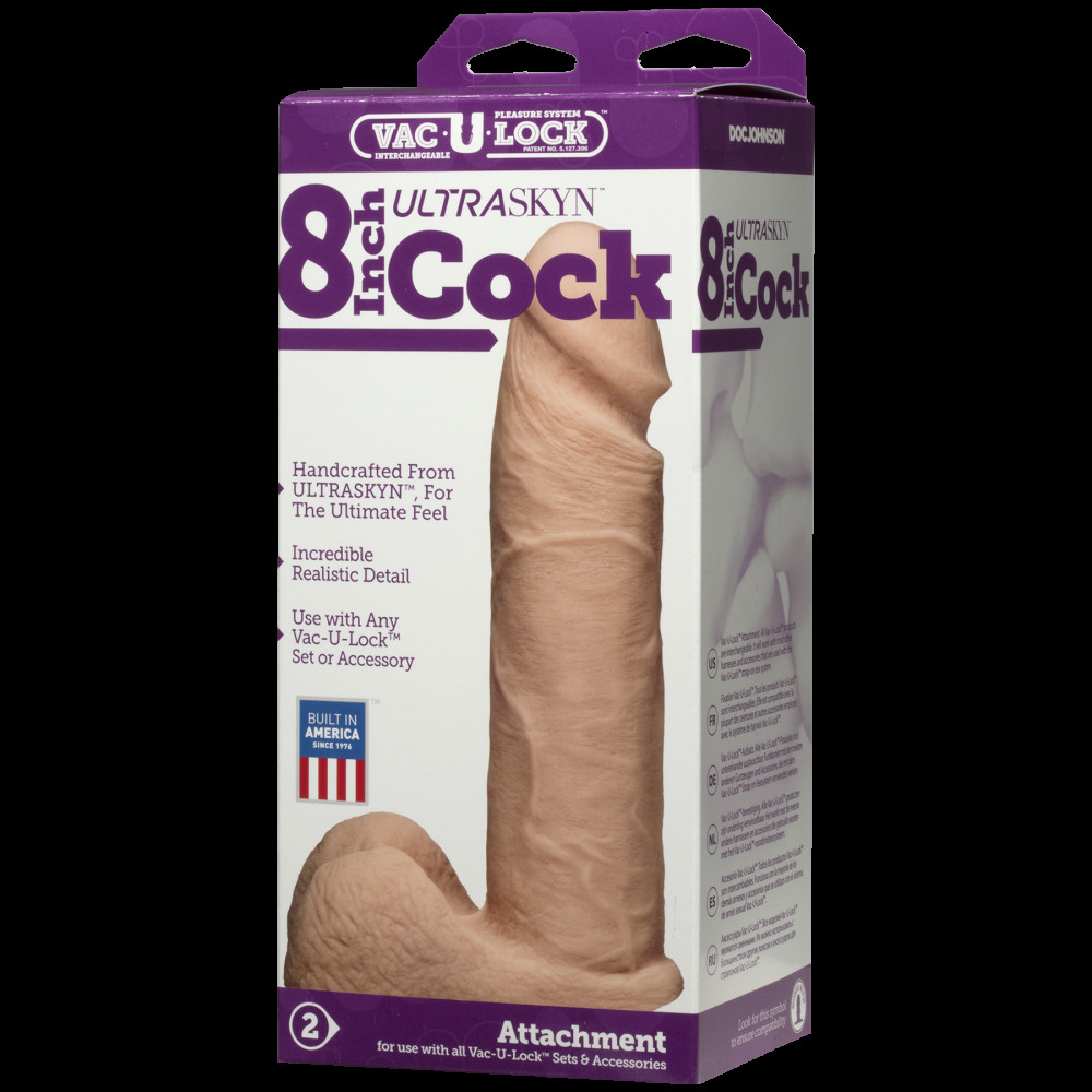 Секс іграшки - Фалоімітатор Doc Johnson Vac-U-Lock - 8 Inch ULTRASKYN Cock White (м'яте паковання!!!) 4