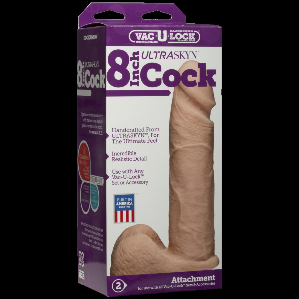 Секс іграшки - Фалоімітатор Doc Johnson Vac-U-Lock - 8 Inch ULTRASKYN Cock White (м'яте паковання!!!) 3