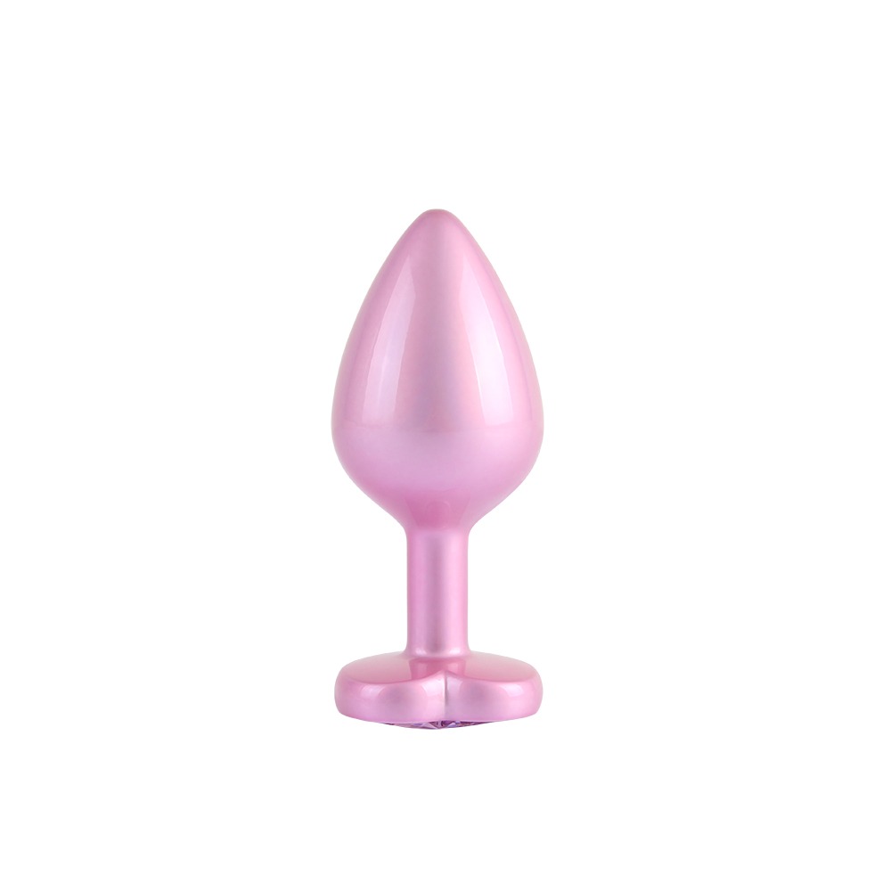 Анальные игрушки без вибрации - Анальная пробка розовая CHISA MATRIX MONT с перламутром и розовым камнем в форме сердца, размер M 2