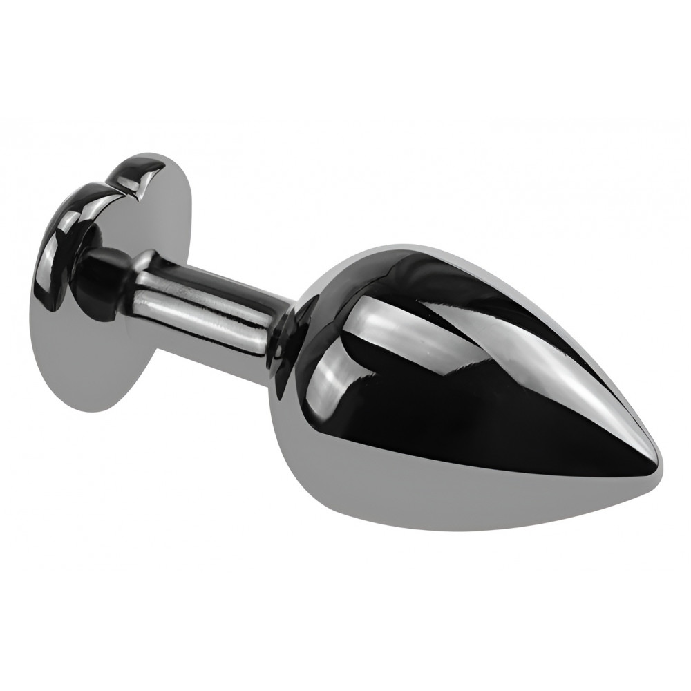 - Анальная пробка с кристаллом EGZO - Dark Silver Heart Plug Purple size M 2