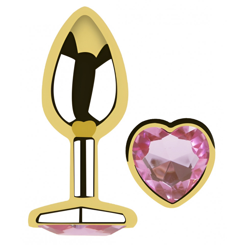 Разное - Анальная пробка с кристаллом EGZO - Gold Heart Plug Pink size S 1