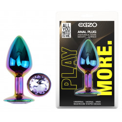 Анальная пробка с кристаллом EGZO - Multicolor Round Plug Amethyst size S