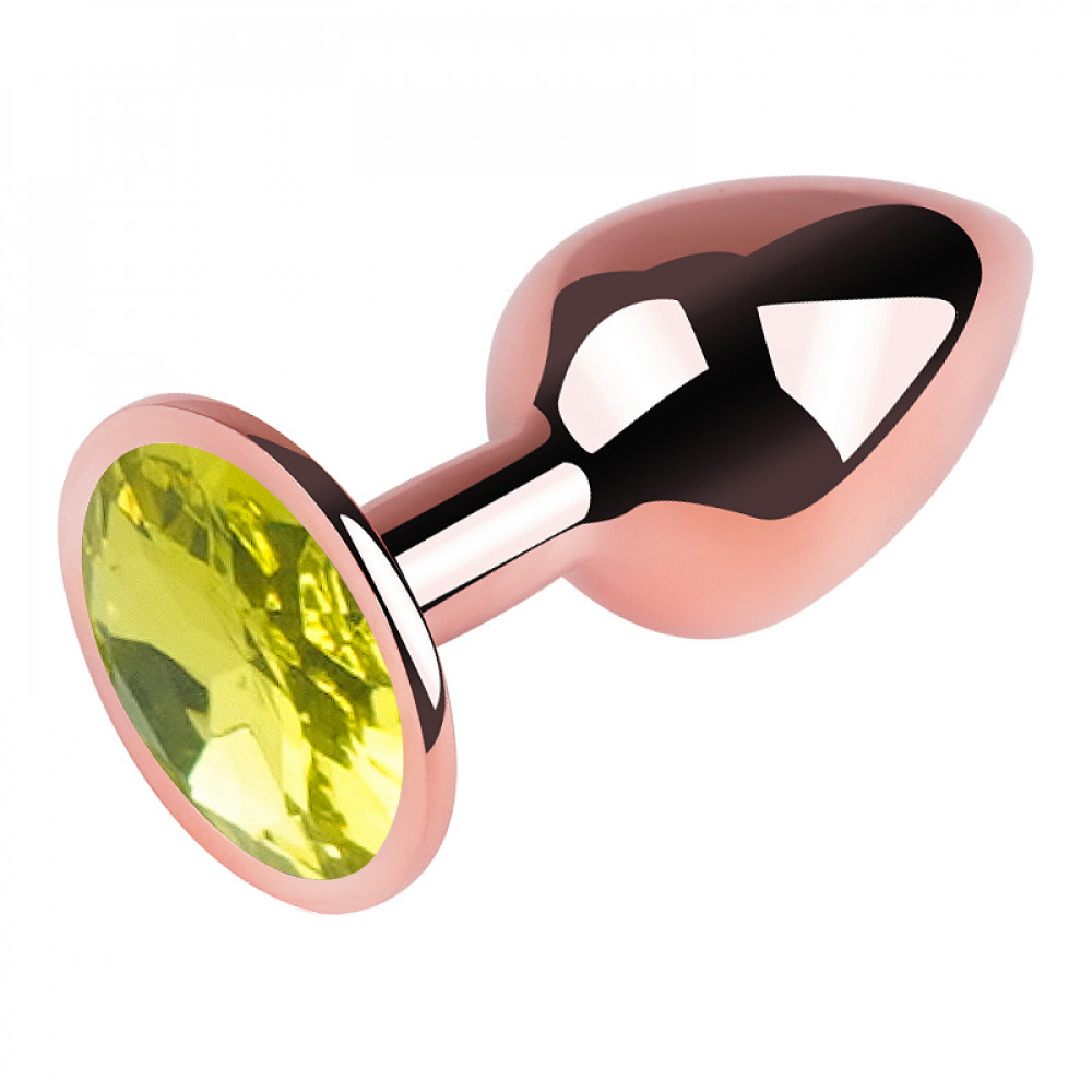 Анальные игрушки без вибрации - Анальная пробка с кристаллом EGZO - Rose Gold Round Plug Lime size S 3