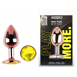 Анальная пробка с кристаллом EGZO - Rose Gold Round Plug Lime size S