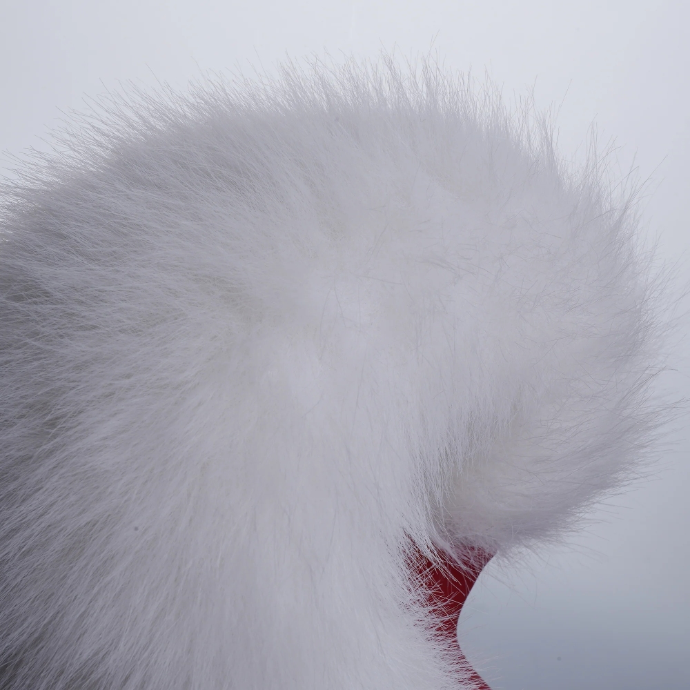 Анальные игрушки без вибрации - Анальная вибропробка с ротацией и пультом UPKO с белым натуральным лисьим хвостом, красная 7