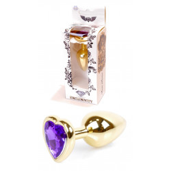 Анальная пробка Boss Series - Jewellery Gold Heart PLUG Purple S, BS6400043