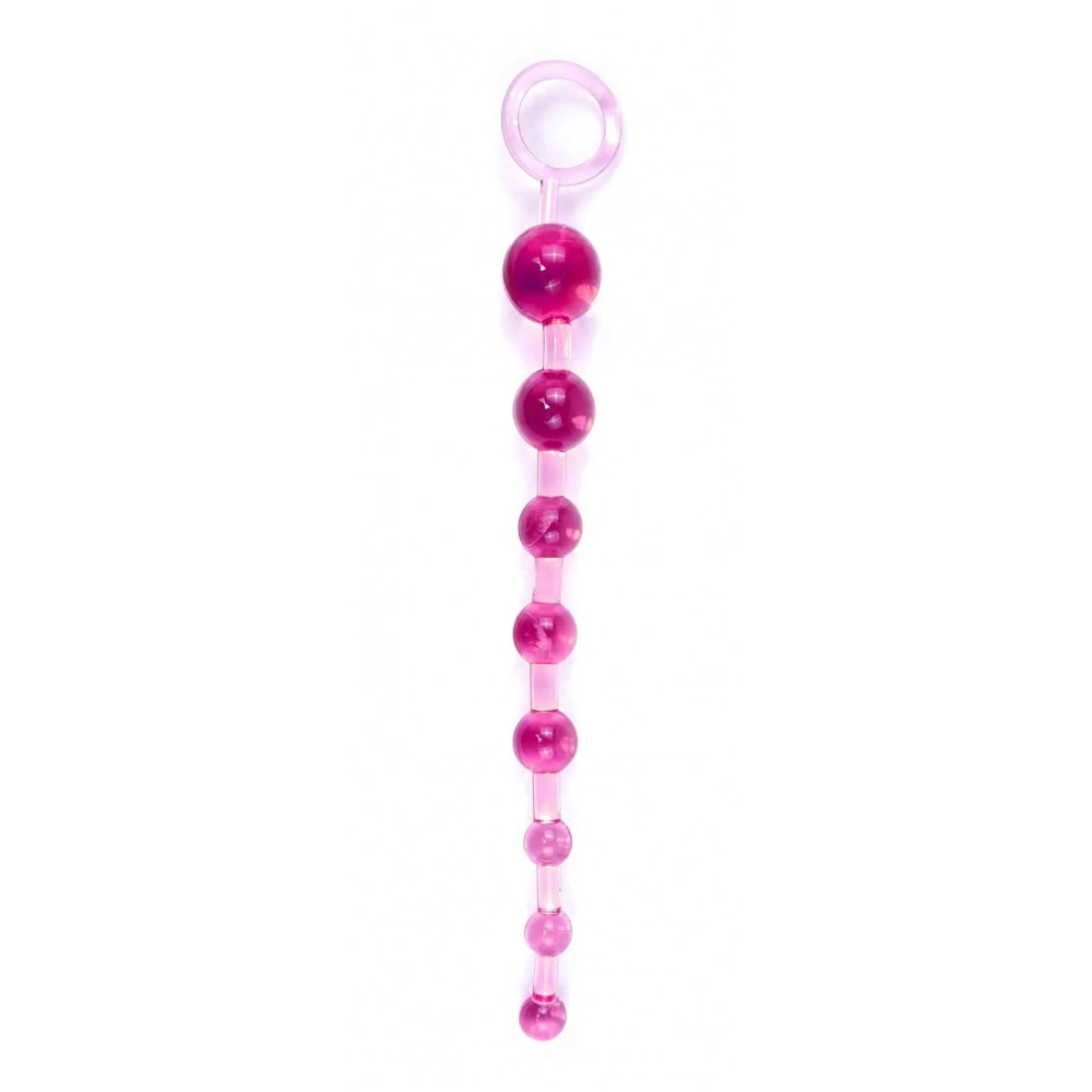Анальные игрушки без вибрации - Анальные бусы Jelly Anal Beads Pink, SKN-ANL033 Pink