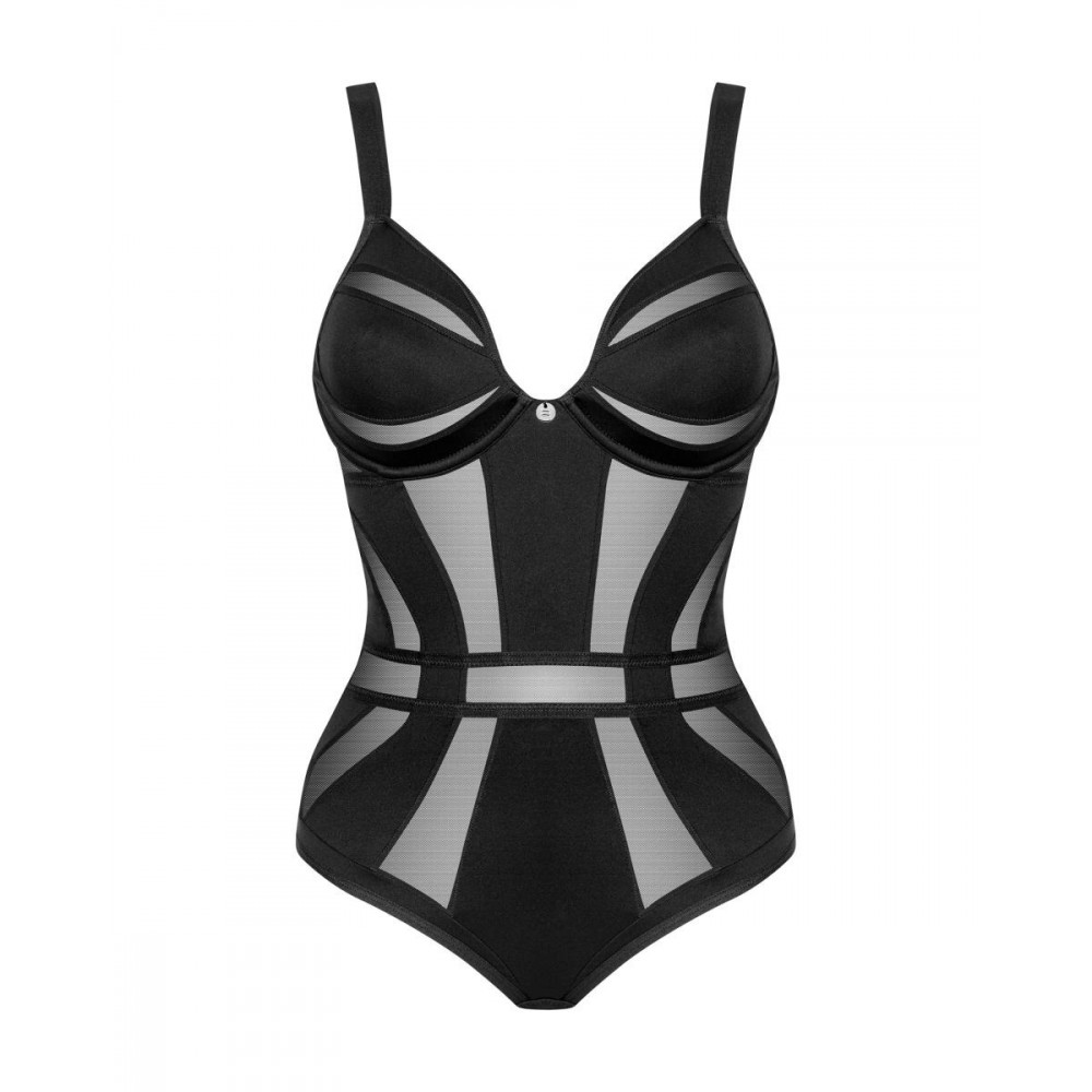 Разное - Боди с полупрозрачными вставками Chic Amoria Obsessive, черное, XS/S 2