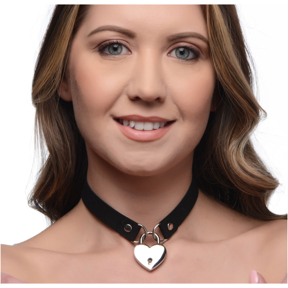 БДСМ игрушки - Чокер замок сердце (2ремешка 2ключа) Lock-It Heart Choker With Lockabl 2