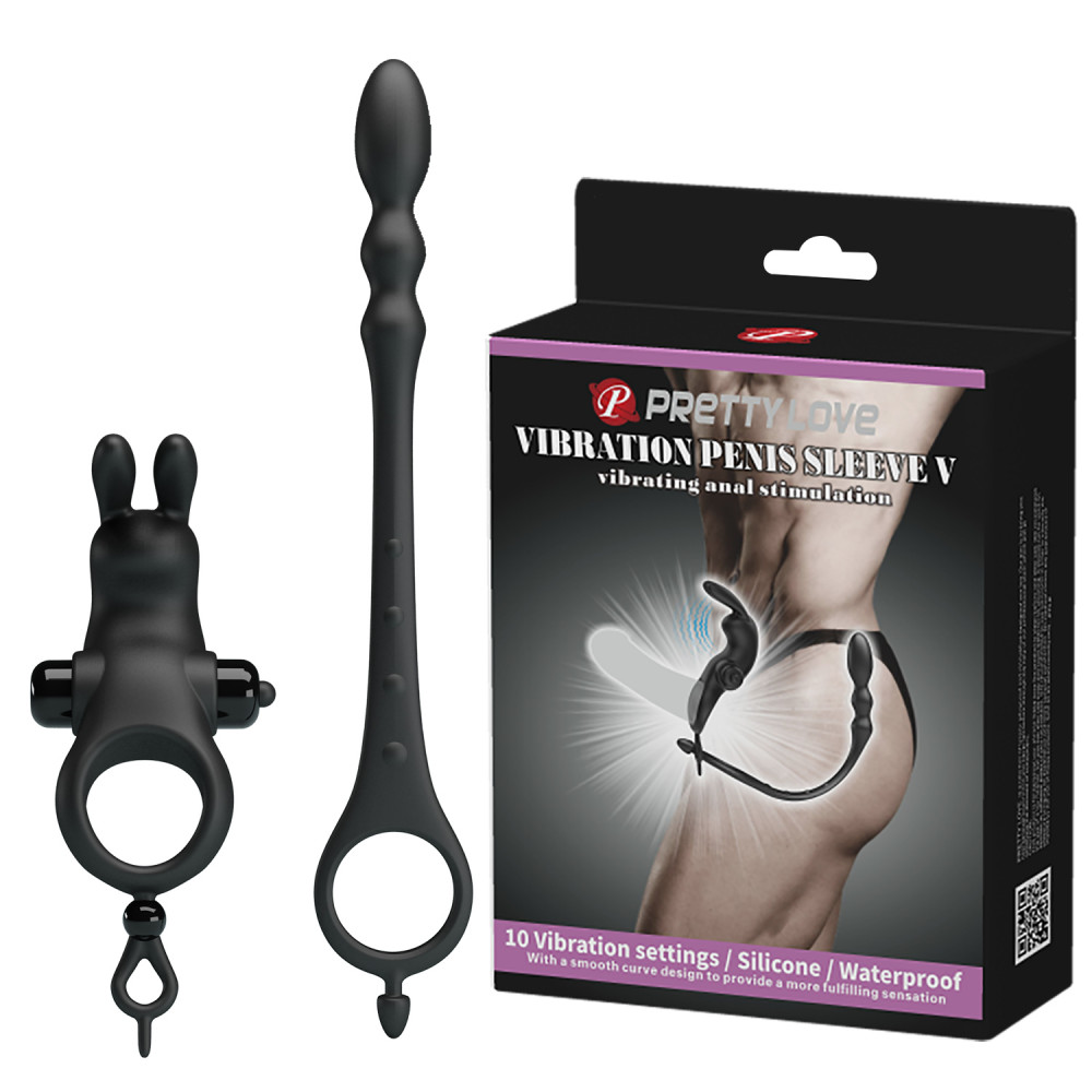 Різне - Ерекційне вібро кільце з анальним стимулятором Pretty Love - VIBRATION PENIS SLEEVE V, BI-210213