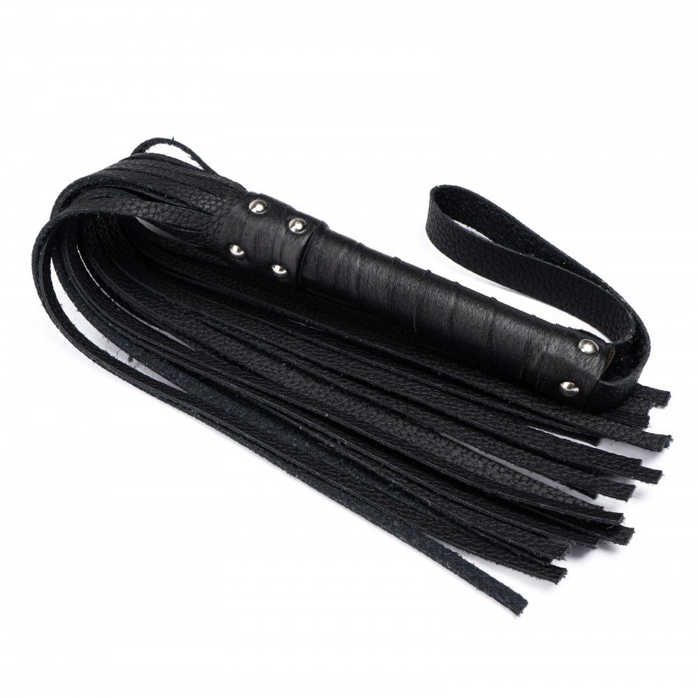 Электростимуляторы - Флоггер из комбинированной кожи Flirty COMBO Leather - Black, BM-00010 1