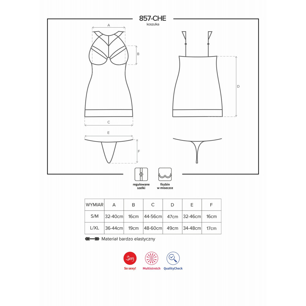 Разное - Пеньюар Obsessive 857-CHE-1 chemise S\M Черный 6