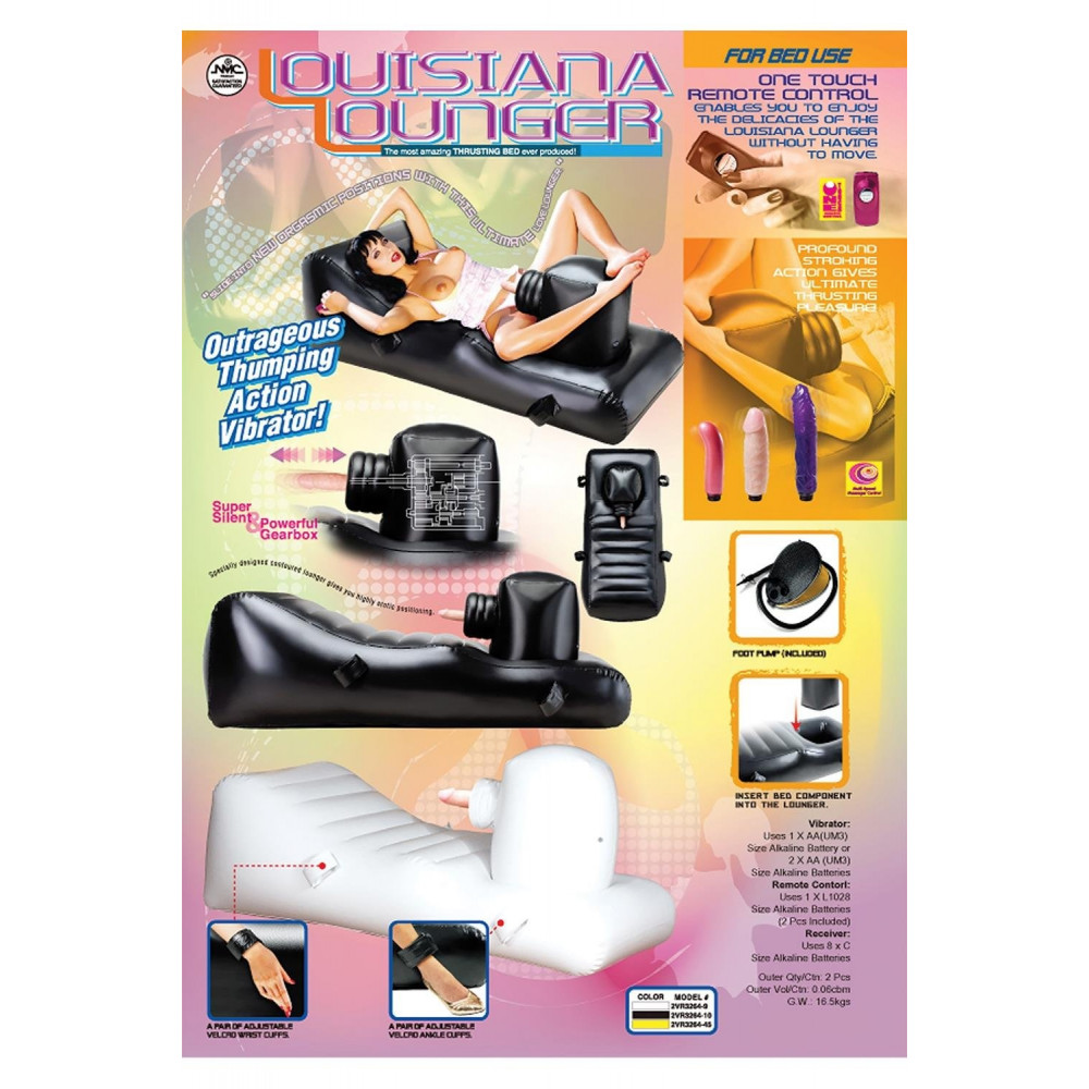 Різне - Ліжко для сексу надувне NMC Louisiana Lounger з трьома вібраторами, чорне 7