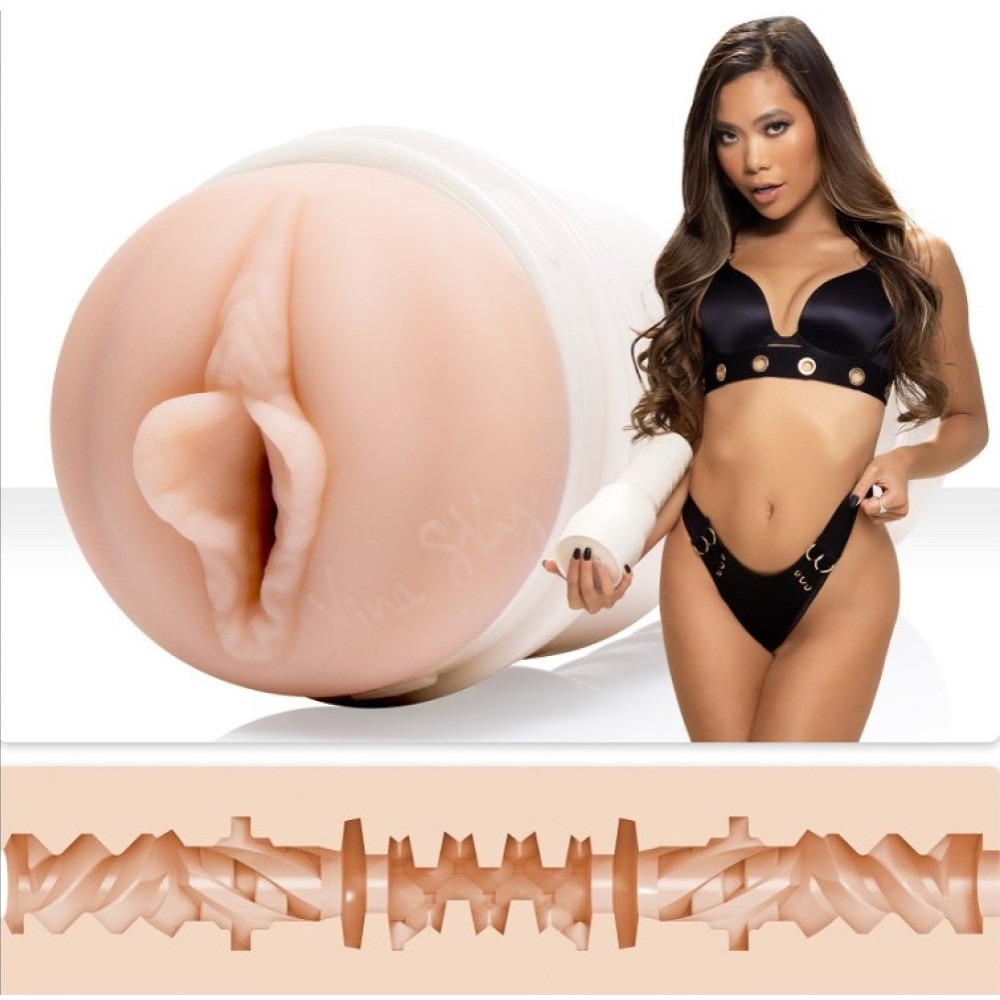 Секс игрушки - Мастурбатор вагина из киберкожи в колбе Fleshlight Girls Vina Sky Exotica, бежевый