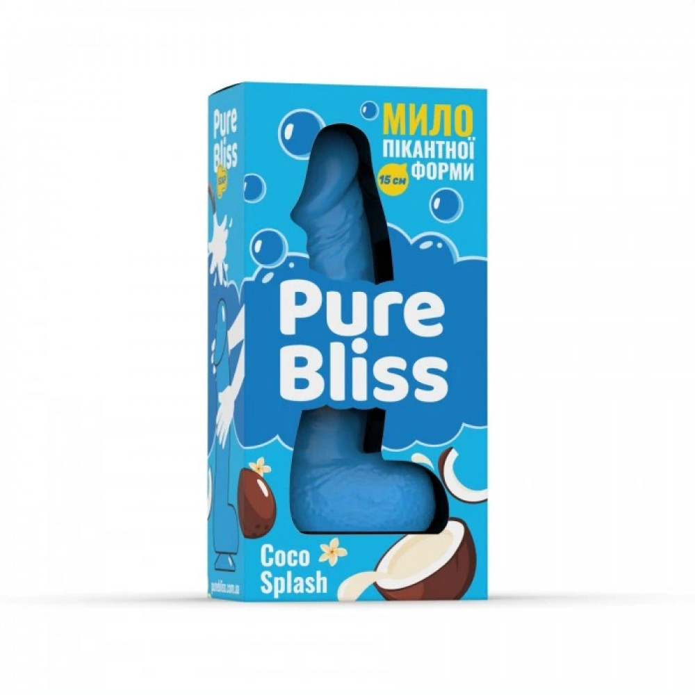 Секс приколы - Мыло в форме пениса Pure Bliss Coco Splash с ароматом кокоса, голубое, 15 см 6