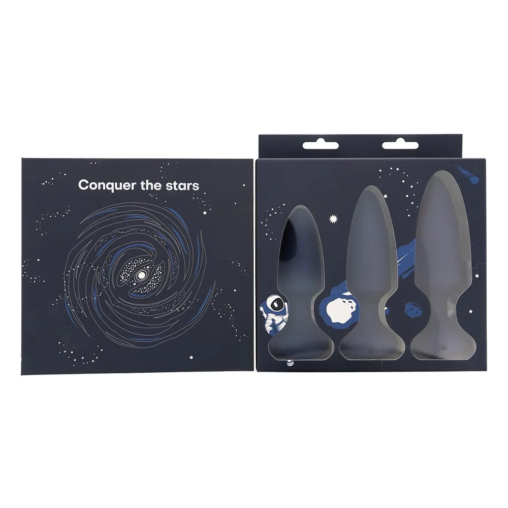 Анальные игрушки с вибрацией - Набор анальных вибраторов, S, M, L, Dream Toys Startroopers Mars синий, 3 шт 2