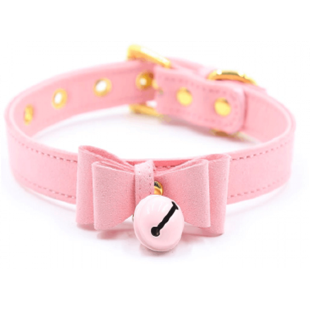 БДСМ игрушки - Ошейник с колокольчиком DS Fetish Collar pink with bell