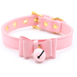 Ошейник с колокольчиком DS Fetish Collar pink with bell