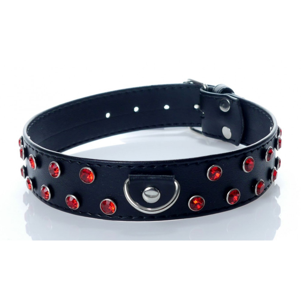 Різне - Нашийник зі штучної шкіри з кристалами Fetish Boss Series - Collar Red Crystal, BS3300122