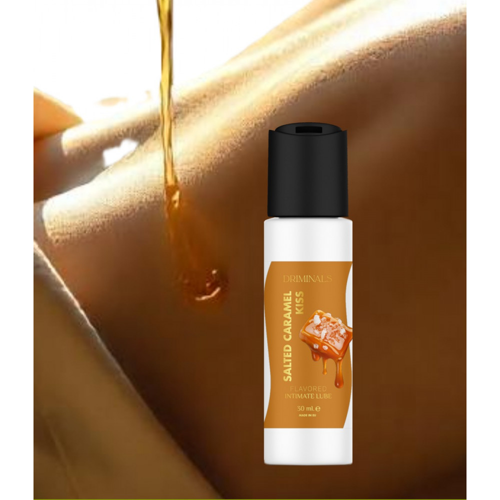 Оральные смазки - Съедобный лубрикант Driminals Kiss Salted Caramel со вкусом солёной карамели, 30 мл 1