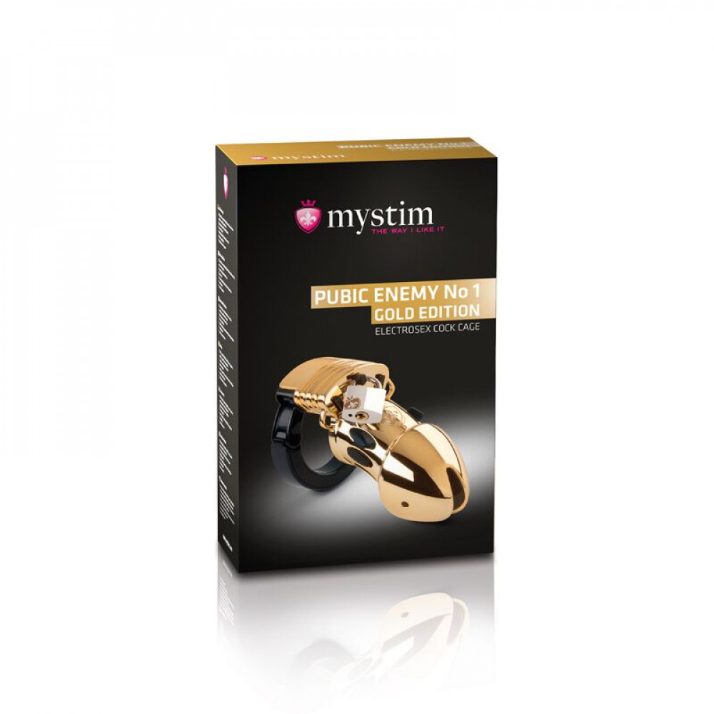 Різне - Клітка для члена з електростимуляцією Mystim Pubic Enemy No 1 - Gold Edition 9
