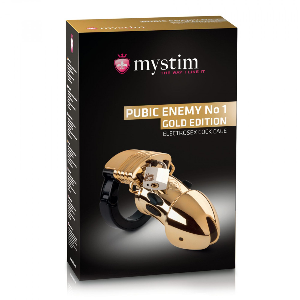 БДСМ электростимуляторы - Клетка для члена с электростимуляцией Mystim Pubic Enemy No 1 - Gold Edition 2